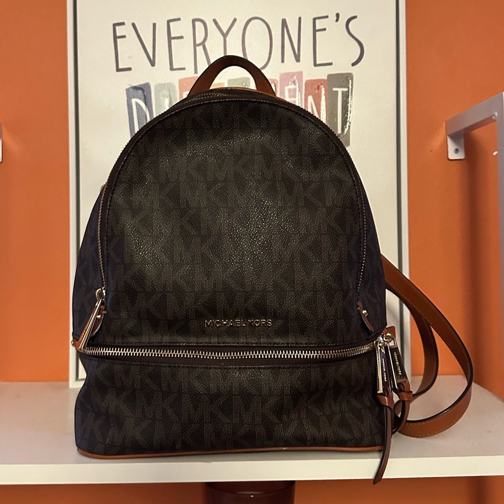 Michael Kors Black Monogram Canvas Backpack